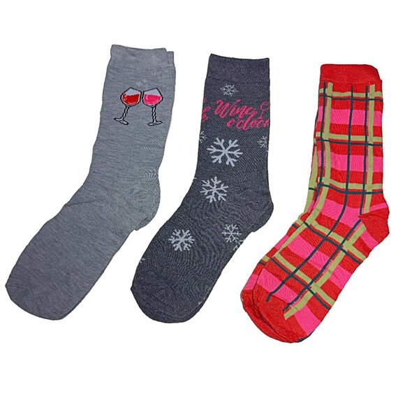 Nordstrom Wine Lover Holiday Christmas Socks Gift Box size 5 10 - Picture 2 of 8